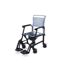 Fauteuil de douche et aisance BATHMOBILE 4 petites roues 5"+ seau d'aisance rond (Code L